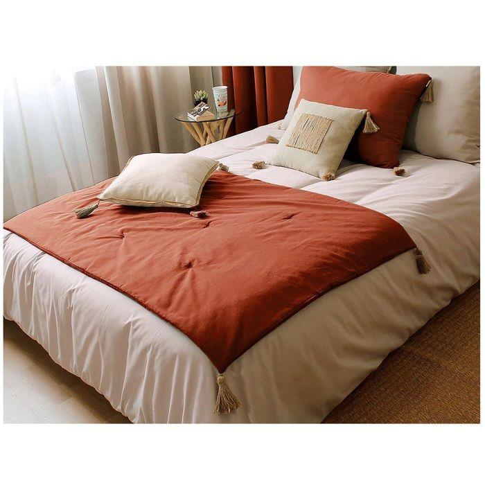 Edredon bout de lit en coton 90 x 190 cm Cocon terracotta