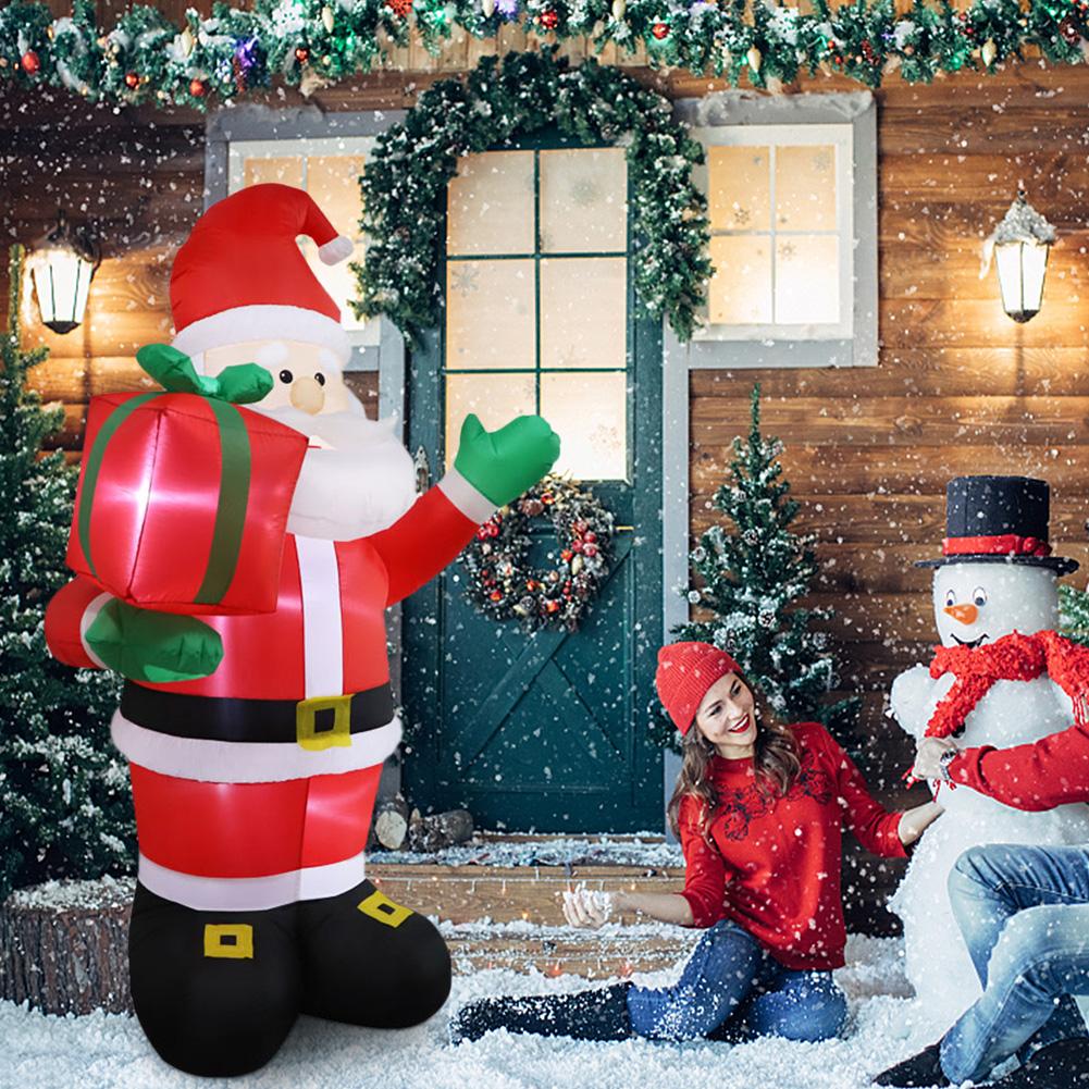2.4M Christmas Inflatable Santa Claus with Gift Bag Santa Carrying Present Sack Airblow Inflatable Santa Claus for Outdoor Decor