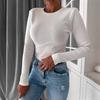 2023 Trendy Women's Knit Top: Autumn/Winter Solid Color, Round Neck, Long Sleeve