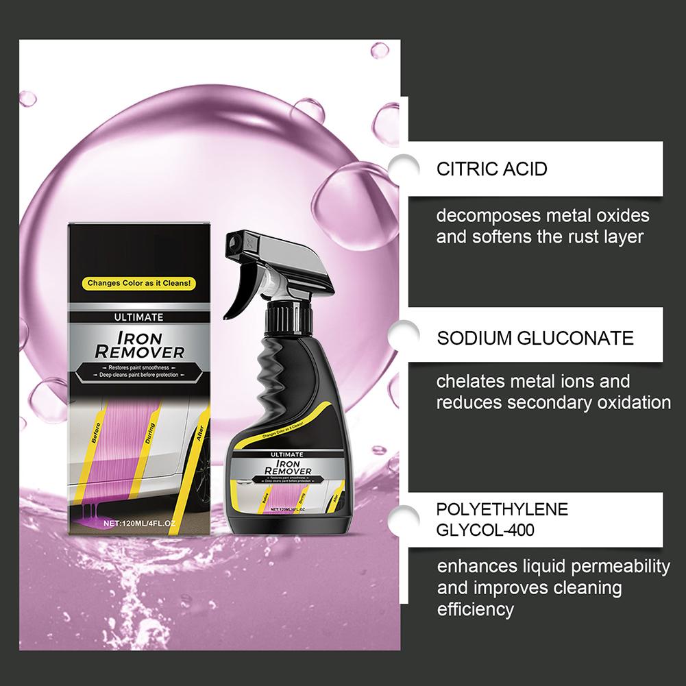 Car Rust Remover Car Wheel Care Quick Remover Car Exhaust Pipe Rust Removal Spray Clean Metal Iron Powder Stains
