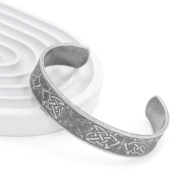 Vintage Viking Style Celtic Knot Cross Pattern Titanium Steel Men s Bracelet