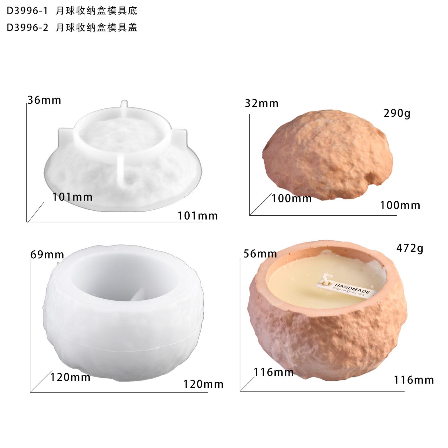 

Planet Shaped Storage Box with Lid Silicone Mold DIY Candle Holder Mold Moon Flowerpot Mold Cement Concrete Storage Jar Mold