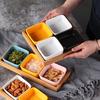 Nordic Creative Grid Plate Ceramic Platter Snack Inventory Heart Plate Sauce Plate Dipping Snack Plate Fruit Plate