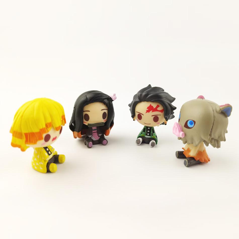 Anime Figure 4pcs/set Anime Demon Slayer Kimetsu No Yaiba Figure Q Posket Kamado Tanjirou Kamado Nezuko Agatsuma Figure Toys