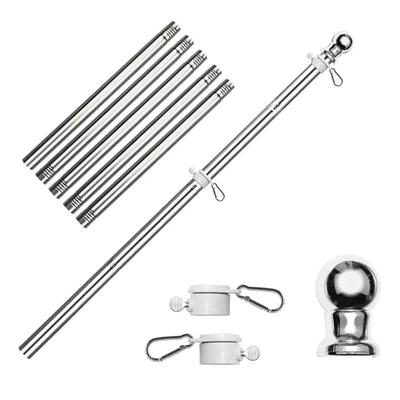 Outdoor Aluminum Sectional Flagpole for Yard and Garden Displays, with Wall or Utility Support Placement for Decorative and Holiday Flags