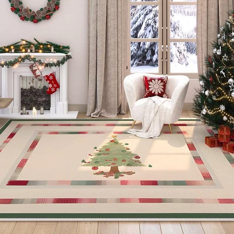 Christmas Themed Carpet Round Living Room Bedroom Non-Slip Decorative Mat Rectangular Entrance Can Be Tailored Floor Mat