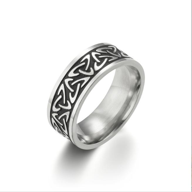 Mens Viking Titanium Steel Ring Rugged Bold Fashion Stainless Steel Finger Ring for Men Durable Stylish No. 7