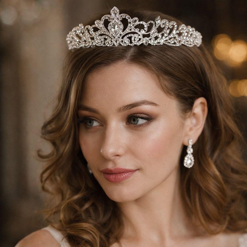 New Silver Color Bridal Tiara Rhinestone Sparkling Wedding Hair Accessories Hair Crown Bridal