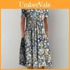 Lässiges bedrucktes Polyester-Kurzarm-Midikleid für Frühling Sommer Damenmode