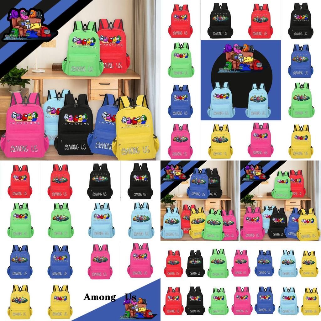 Among Us Student Backpack With Breathable Waterproof Canvas For Casual Travel