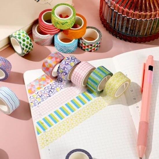 Masking Tape Cute 24 Roll Set 5m Washi Decorative DIY Gift Wrapping 15mm Width (colorful)