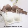 Peach Chest Jelly Strapless Non-Slip Gathering Uplift Seamless Bra with Beautiful Back Design