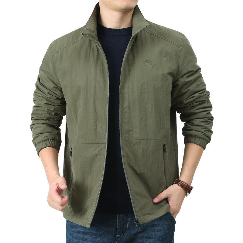KPB Men's Plus Size Fleece-Lined Autumn Jacket with Stand-Up Collar