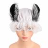 Handcraft Wolf Grandmother Bonnet with Lace Ruffle Trim and Elastic Opening for Cosplay Party and Stage Performances
