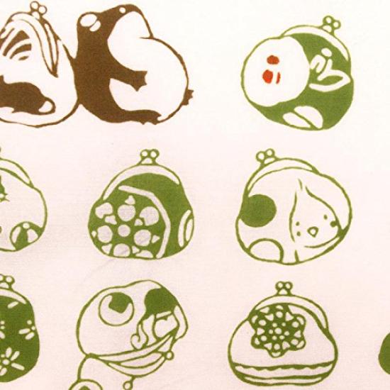 Edoten Todaya Shoten Niwazome Tenugui with Clasp Purse White and Approximately 37 X 98 Cm (hand Towel) 937, Green,