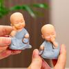 Zen Monk Figurine: Cute Little Novice for Tea Table or Office Desk Decoration