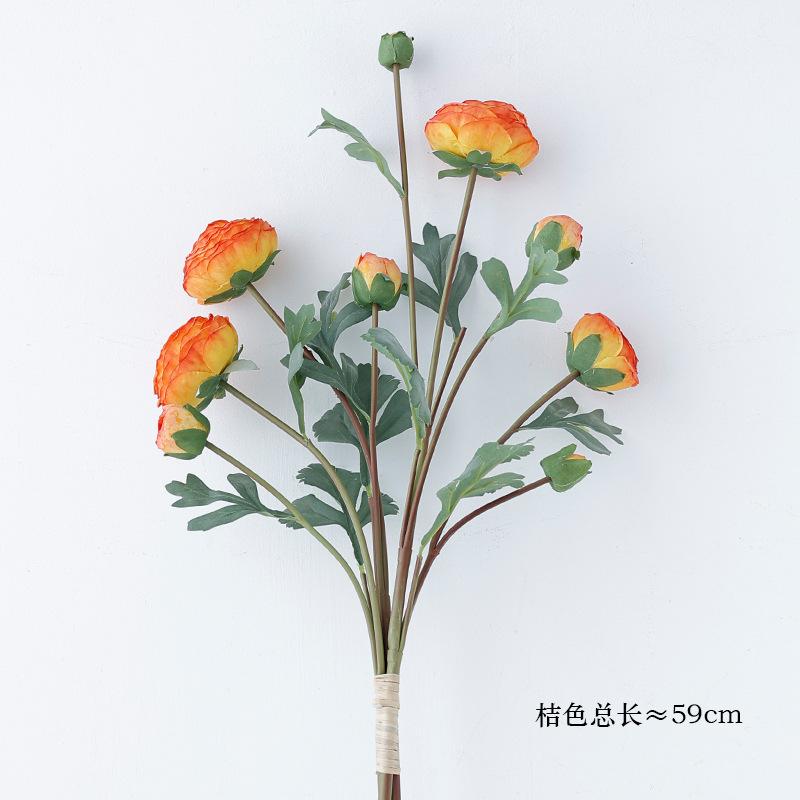 

Simulation 3-branch bundle peony 9-head dew lotus fake flower home decoration ornament помаранчевий