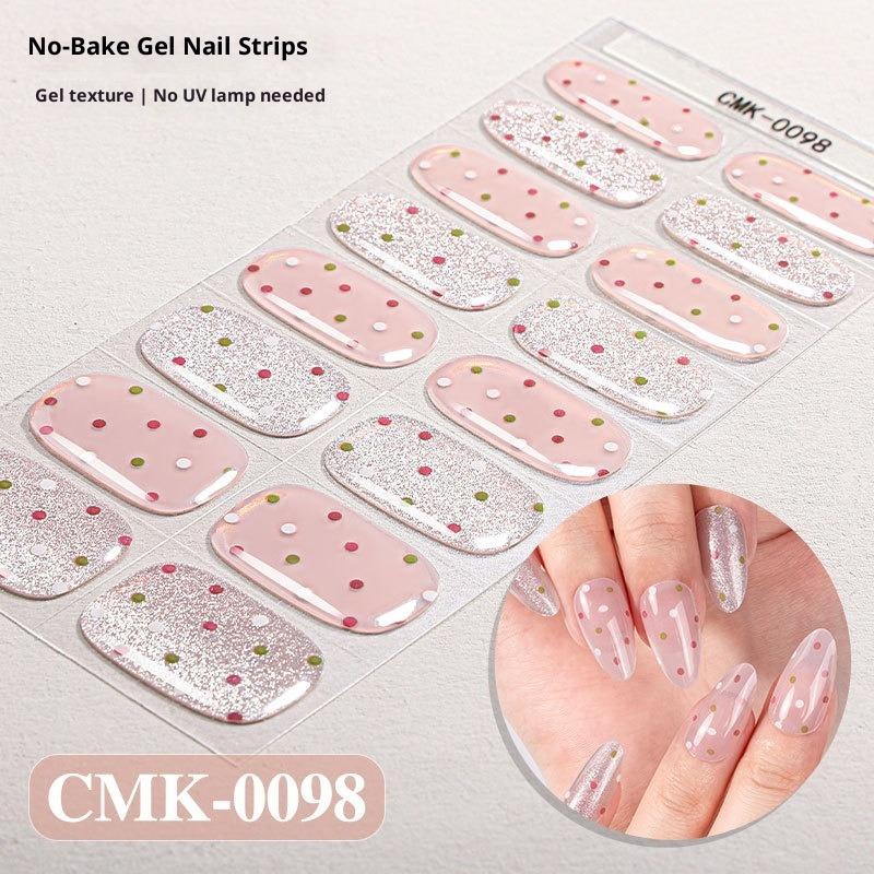 Cat-Eye Nagelsticker ohne Backen oder UV-Schutz, Grenzüberschreitende Florale, Karierte, Gepunktete Gel-Nagelsticker