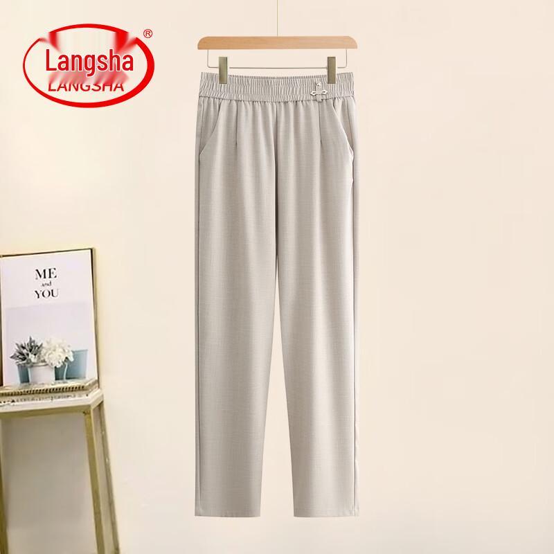 LangSha Women s Summer Cotton Linen Straight-Leg Capri Pants 3XL