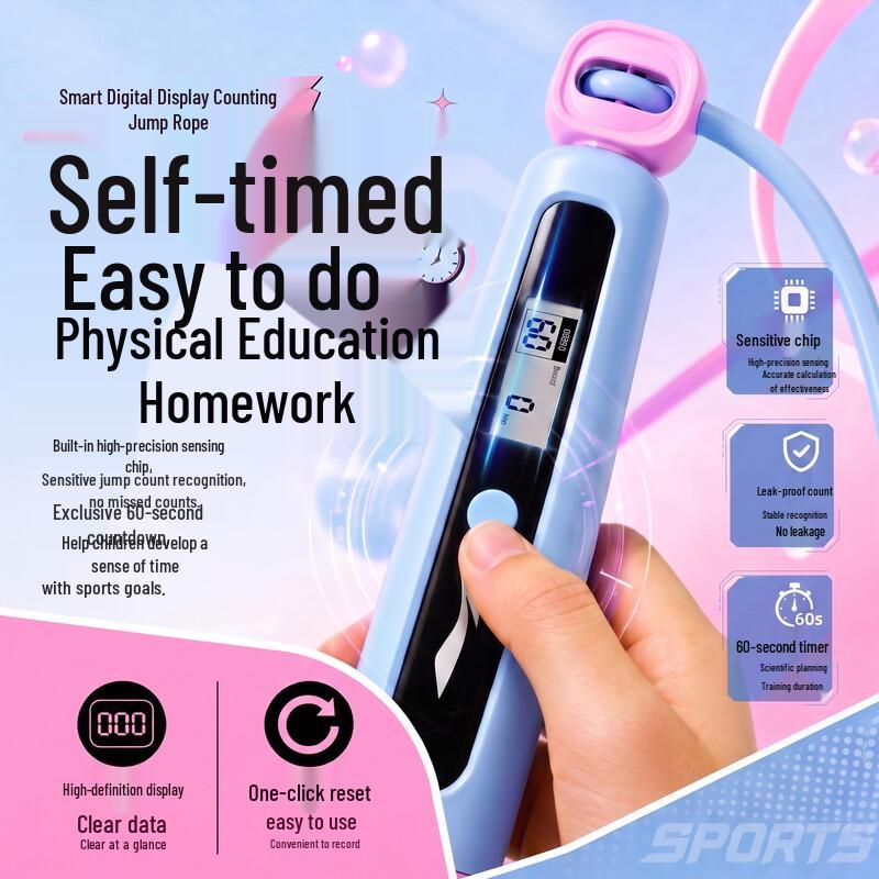 Li-Ning Kids' Digital Counting Jump Rope with Countdown Timer
