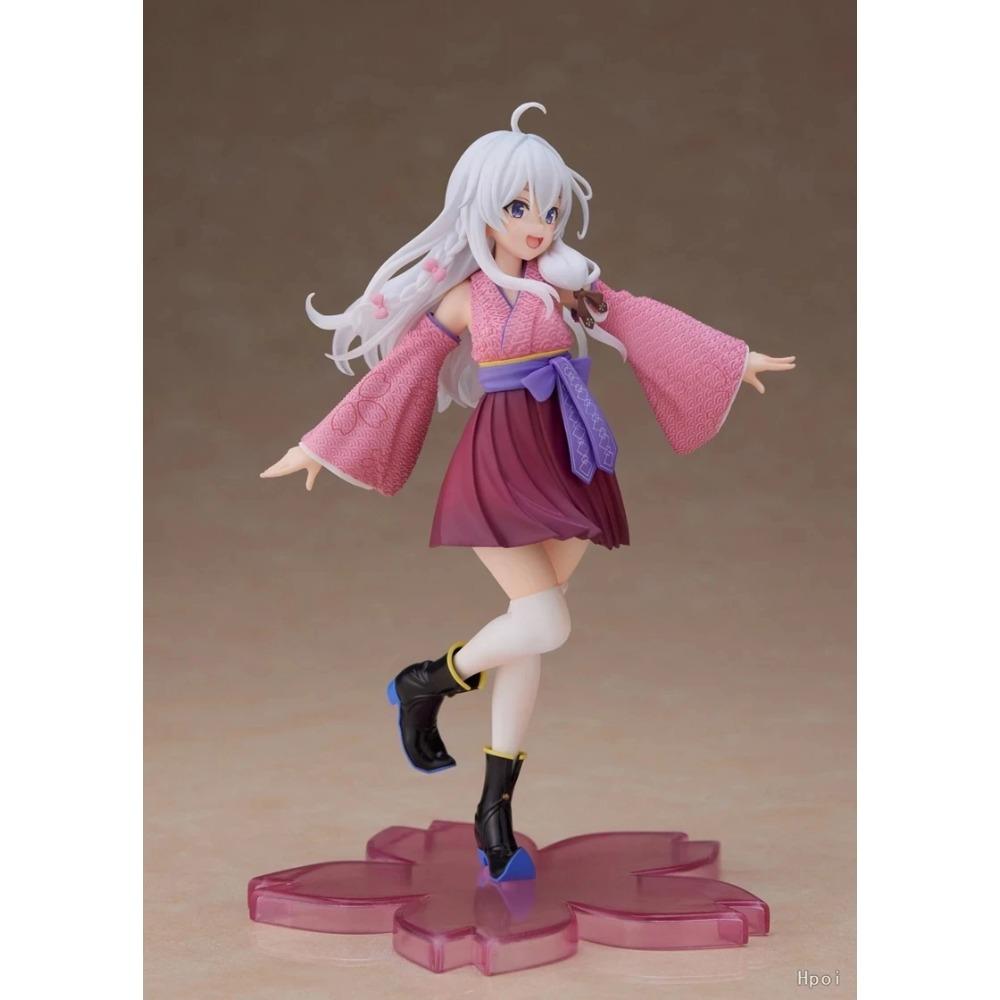 Anime Wandering Witch: The Journey Elaina Different Color Figure Cute Standing On One Foot Kimono Knee Socks Model Toys Gifts