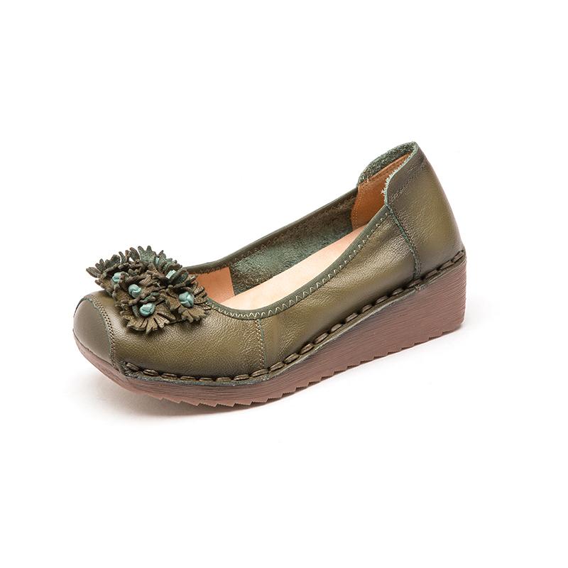 

Модная новая весенняя обувь 2025 года, танкетки, женские лоферы из натуральной кожи, женские ретро бохо слипоны для вождения, женские роскошные мокасины 35 зелёный