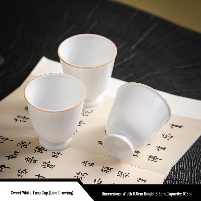 White Porcelain Tea Tasting Cup Set - Simple Kung Fu Style for Household and Guest Reception