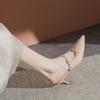 169 pointed rhinestone sandals women's summer new one-word patent leather French fairy wind fine heel high heel single shoes