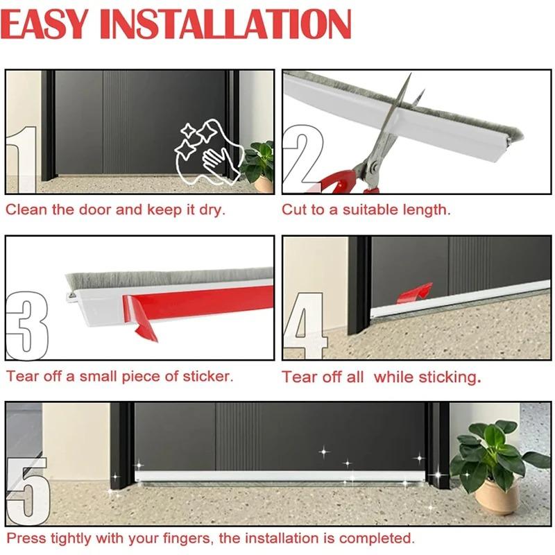 1PC 1m/39.37inch Door Seal Draft Stops With Brush Reduce Noise Rubber Door Sweep Breeze Blocker Insect Proof Dust Proof Sound Pr