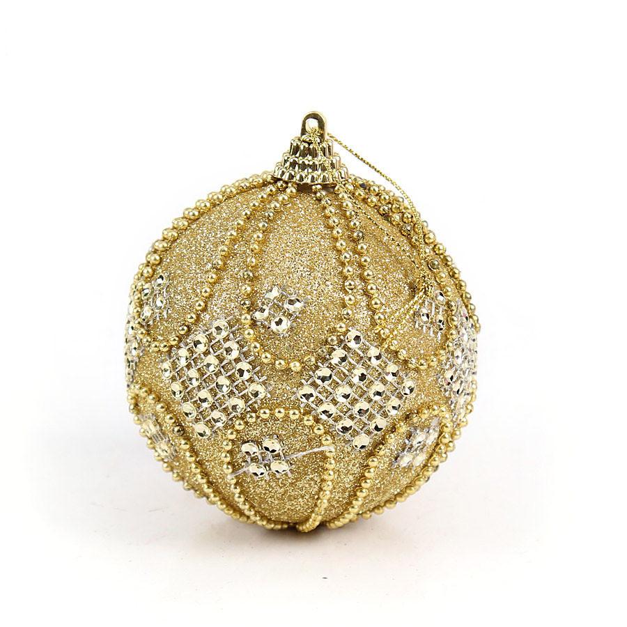 

Glitter Christmas Rhinestone Baubles Balls Xmas Tree Ornament Decoration 8cm Hot золотой
