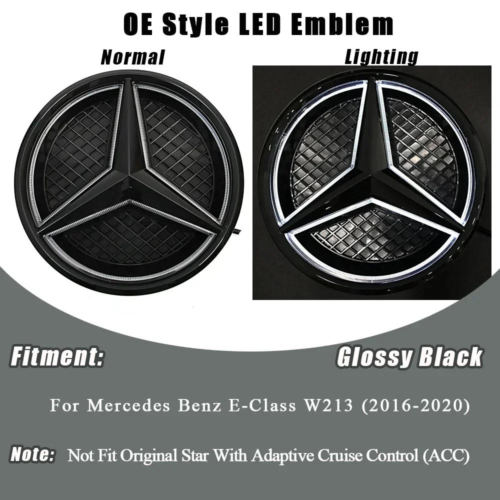 3D Mirror For Mercedes Benz E-Class W213 2016-20 E200 E250 Chrome Silver And Black Newest 3D Style Front Grille Star Emblem Logo