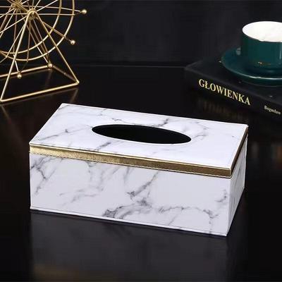 Luxuriöse Leder-Taschentuchbox mit Marmormuster