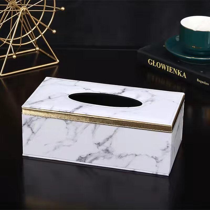Luxury Leather Marble Pattern Tissue Box