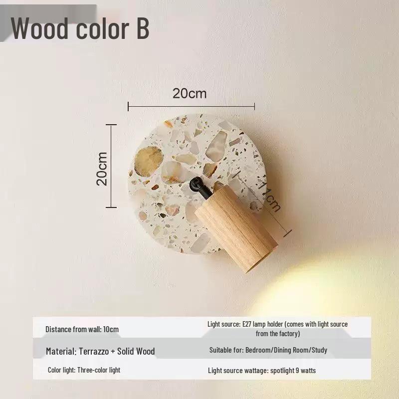 Nordische drehbare transluzente Stein-LED-Wandleuchte für Schlafzimmer im Wabi-Sabi-Stil, Nachttisch, Eingang oder Balkon.