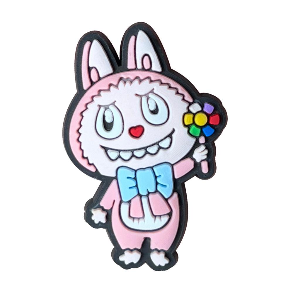 Adorable Cartoon Labubu Clog Shoe Charms - PVC Decoration & Flower Accessories
