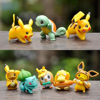 8pcs/set Pokemon Anime Figure Kawaii Q Version Eevee In Disguise Action Figures PVC Collection Model Dolls Toy Gift