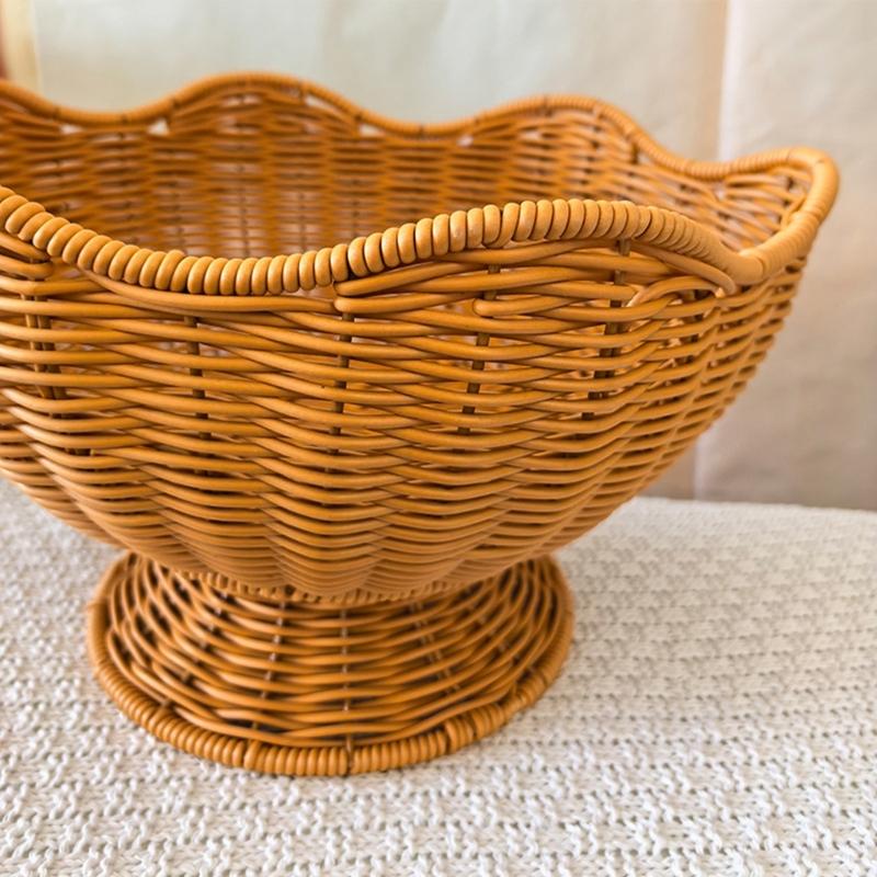 Elegante Cesto Frutta e Verdura Effetto Rattan Materiali PP Organizzatore Multiuso per Cucina con Design Floreale