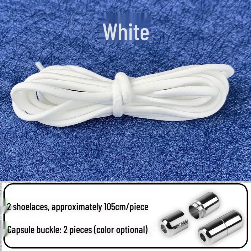 No-Tie Black and White Elastic Shoelaces with Metal Buckle for Adults and Kids