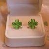 The New Fashion Four-leaf Clover Cat's Eye Stone Earrings Small Exquisite Earrings Temperament
