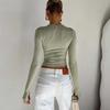 O Neck Long Sleeve Shirt Women Basic Solid TShirt Casual Tank Tops Fashion Crop Top Ladies Tee Sexy Y2k Streetwear