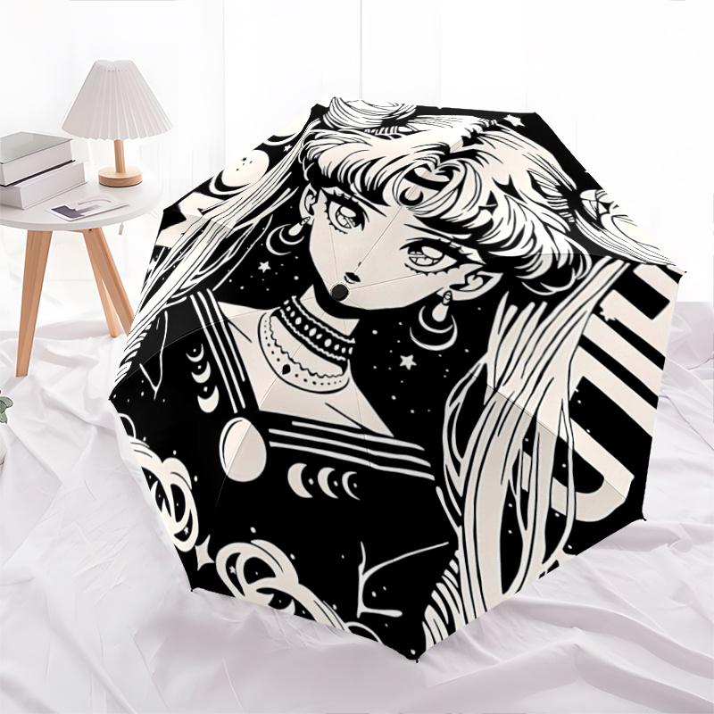 

1pc Sailor Moon s Cartoon Umbrella, Portable 3-Fold Compact Umbrella, Suitable for Camping, Hiking and Travel, Ideal Easter Birthday Gift for Fam