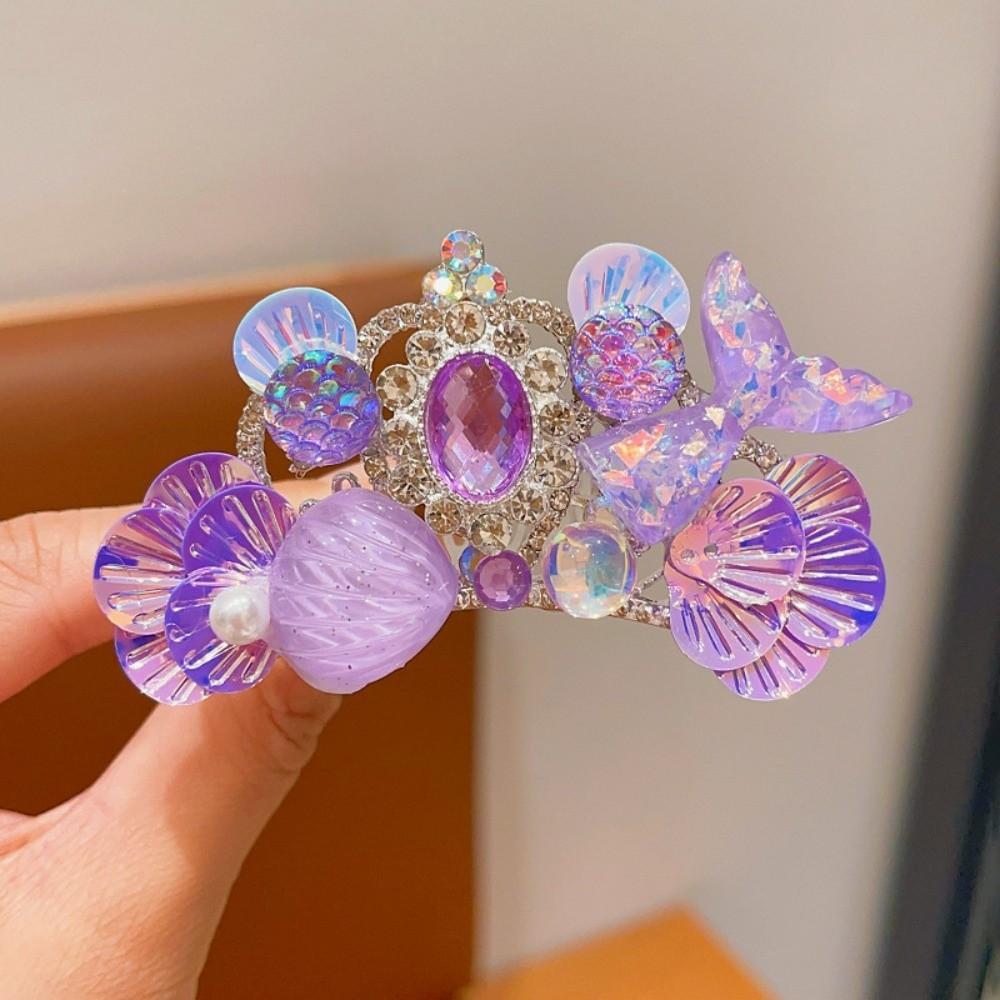 Marine Style Mermaid Princess Crown Rhinestone Hair Fork Fashion Hair Comb  Girls 2