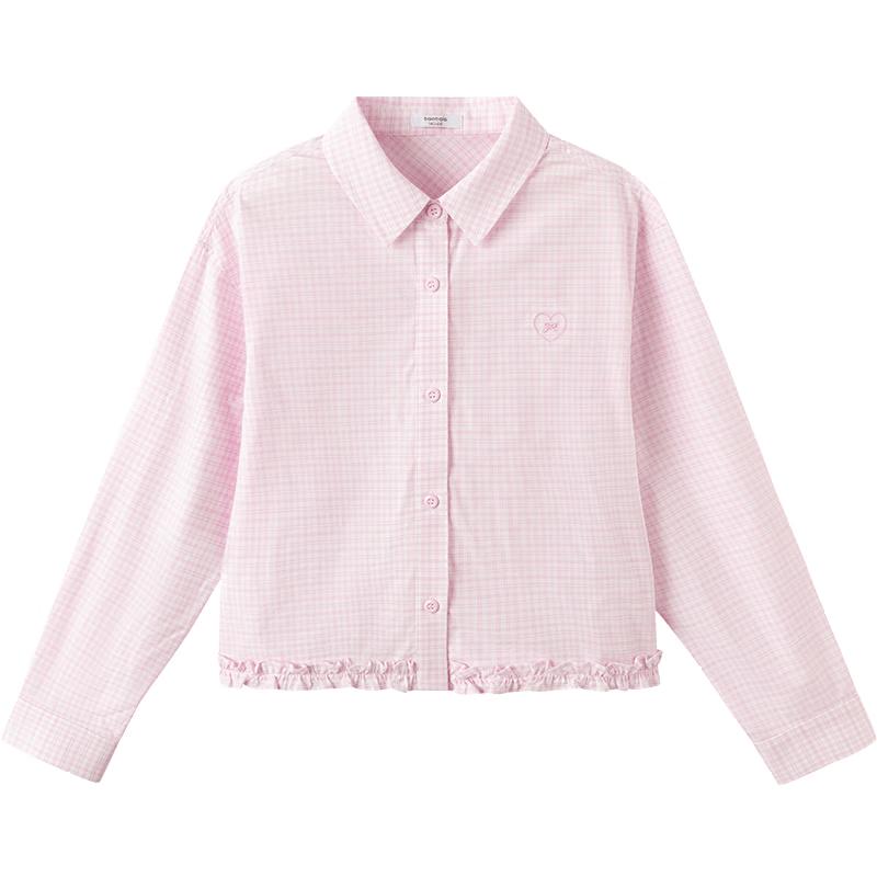 Balabala Girls' Plaid Long-Sleeve Shirt