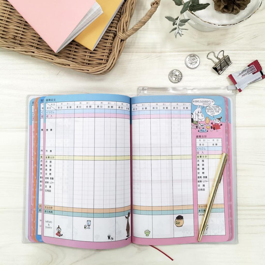 Gakken Stafle Moomin Household Account Book A5 Red Flower D14018