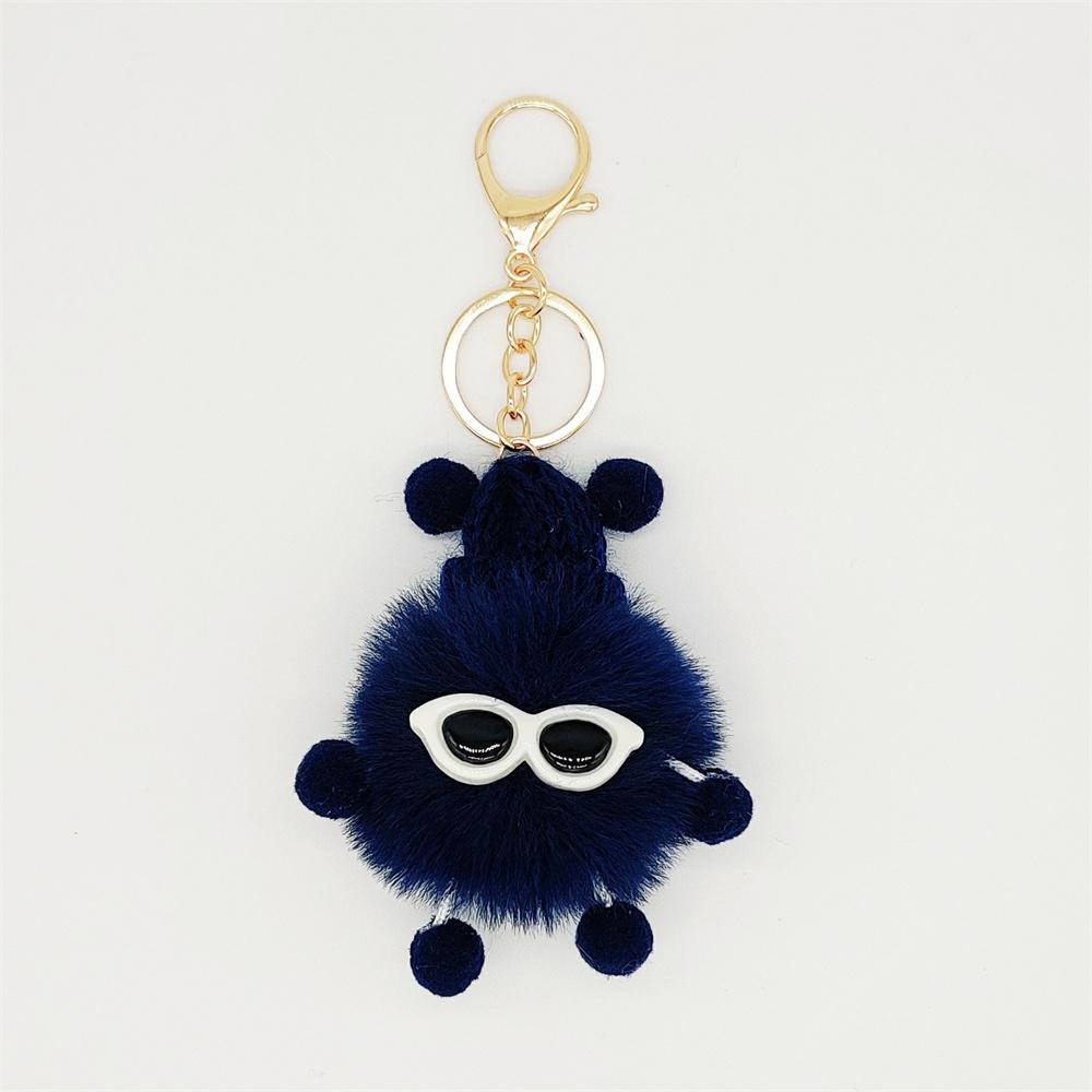 Niedliche bunte Plüschraupen Schlüsselanhänger mit Sonnenbrille Weicher Kaninchenfell Tier Pompon Anhänger Mit Schlüsselringen Für Damen Handtasche