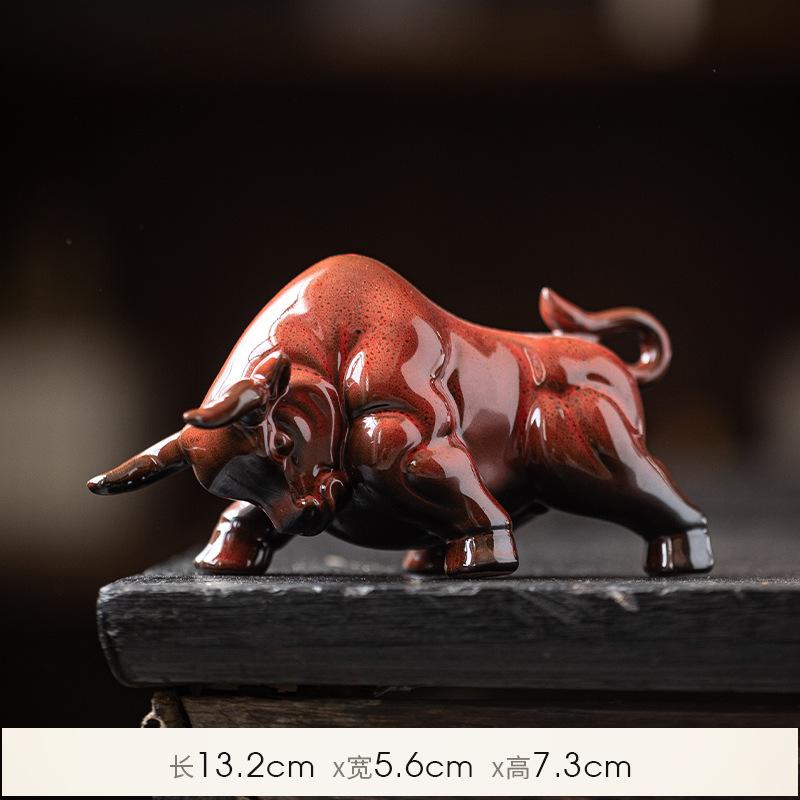 Ceramiczna Statuetka Byka Walki Byków Rzeźba Bydła Wall Street Dekoracja Feng Shui do Biura na Biurko Półka na Książki Ozdoby Figurki Zwierząt
