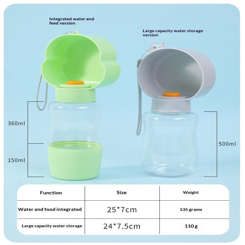 Pet Water Bottle Portable Pet Accompanying Cup Dog Travel Water Bottle Drinking Food Bowl 2 In 1