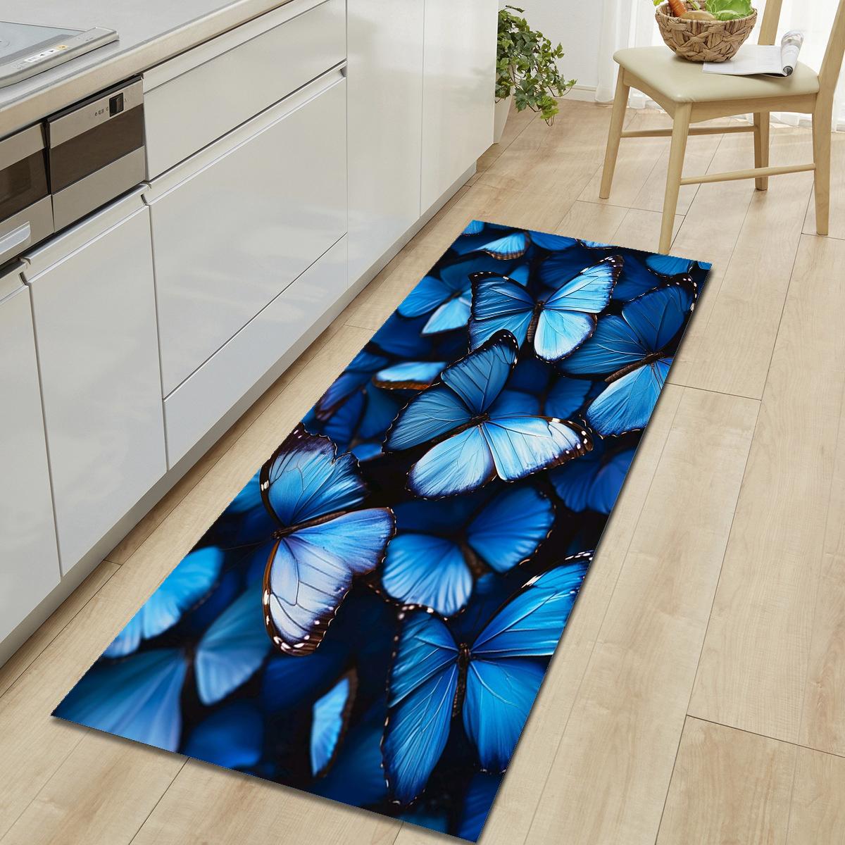 

1 шт. Килимок для підлоги з візерунком кота та троянди, сучасний кухонний килим з поліестеру, нековзний, кольоровий килим для приміщень, для декору дому, ванної кімнати, спальні, вітальні 80*120cm