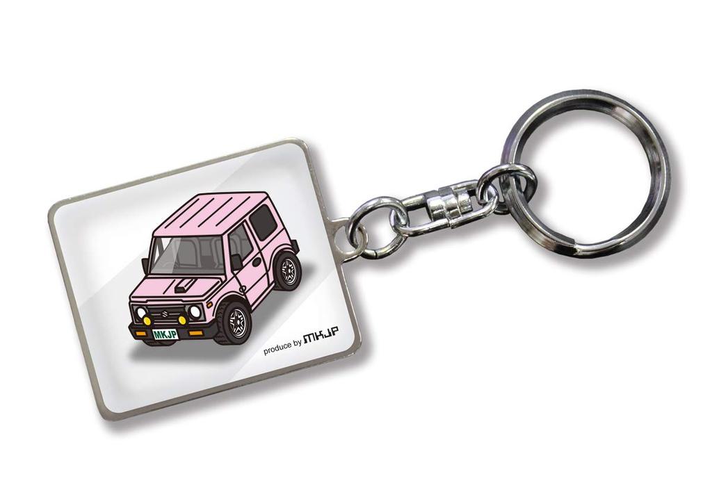 MKJP Custom Keychain for Suzuki Jimny JA11 Pink Car (White Base, Color)