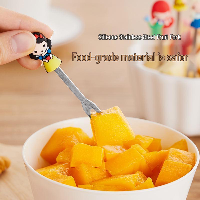 Stainless Steel Children's Fruit Forks - Cute Style Dessert & Cake Forks with Storage Jar for Baby Household Use